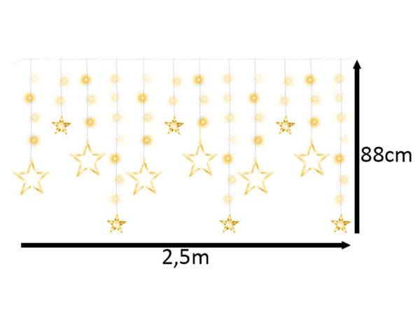 Lampki LED kurtyna gwiazdki 2,5m 138LED ciepły biały - obrazek 6