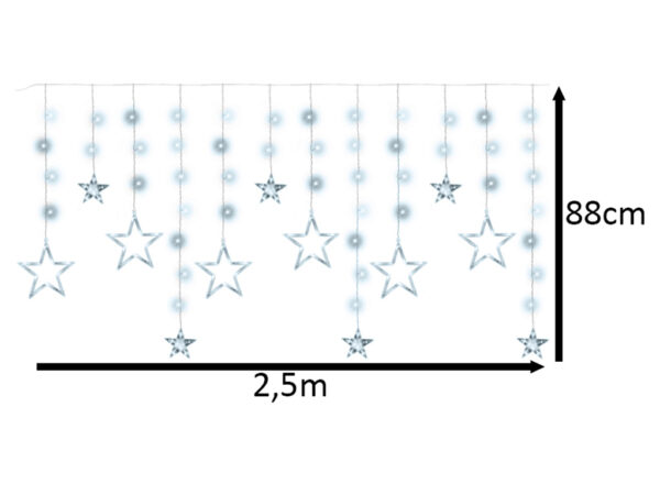 Lampki LED kurtyna gwiazdki 2,5m 138LED zimny biały - obrazek 7