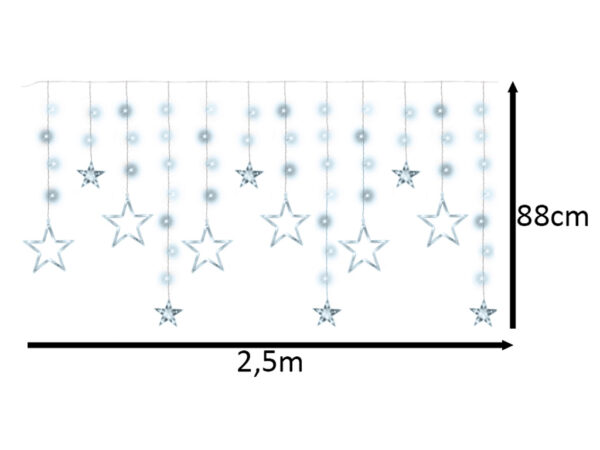 Lampki LED kurtyna gwiazdki 2,5m 138LED zimny biały 8 trybów świecenia - obrazek 9