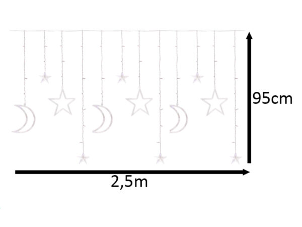 Lampki LED kurtyna księżyc gwiazdy 2,5m 138LED ciepły biały - obrazek 11