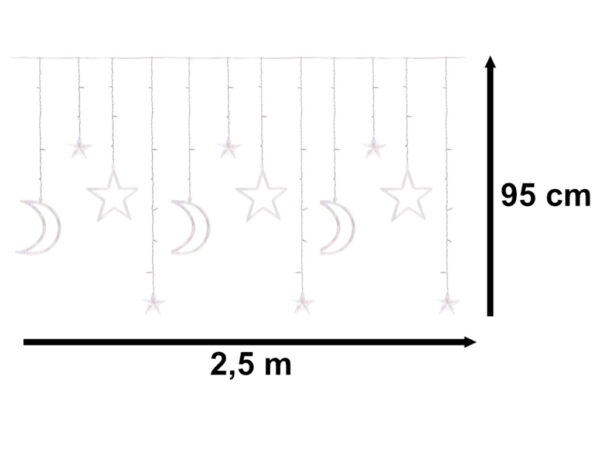 Lampki LED kurtyna księżyc gwiazdy 2,5m 138LED multikolor - obrazek 7