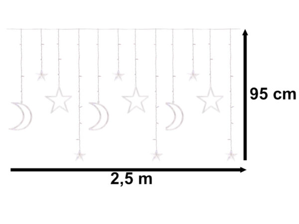 Lampki LED kurtyna księżyc gwiazdy 2,5m 138LED zimny biały - obrazek 7