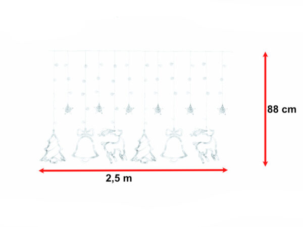 Lampki LED kurtyna renifer 2,5m 138LED zimny biały ze złączem - obrazek 8