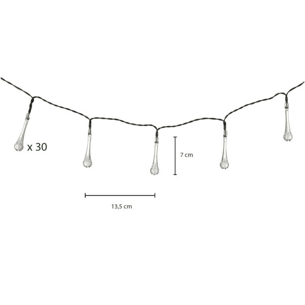 Lampki solarne ogrodowe łezki 6,5m 30LED ciepły biały - obrazek 2