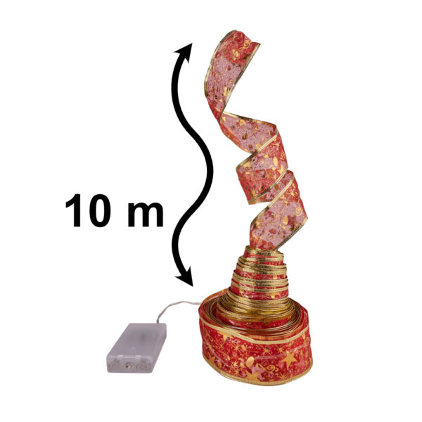 Wstążka ozdobna taśma LED 10m 100LED lampki choinkowe ozdoba świąteczna multikolor na baterie - obrazek 7